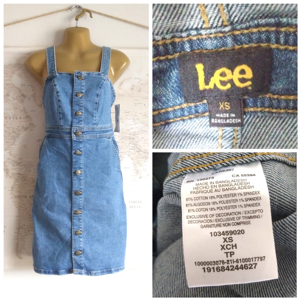 NEW LEE Denim Carpenter Overall Dress, Size XS